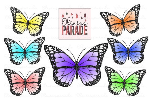 Bring a Sparkle to Your Creations with Rainbow Glitter Butterflies PNG