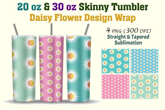 Daisy Flower Design for 20 Oz & 30 Oz Skinny Tumblers