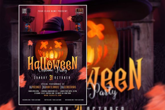 Effortless Halloween Costume Party Invites with Editable PSD