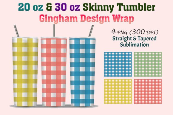 Gingham Skinny Tumbler Wraps for 20 Oz & 30 Oz Designs