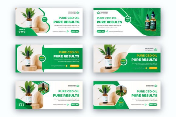 Professional Hemp Oil CBD Product Facebook Cover Set for Your Brand